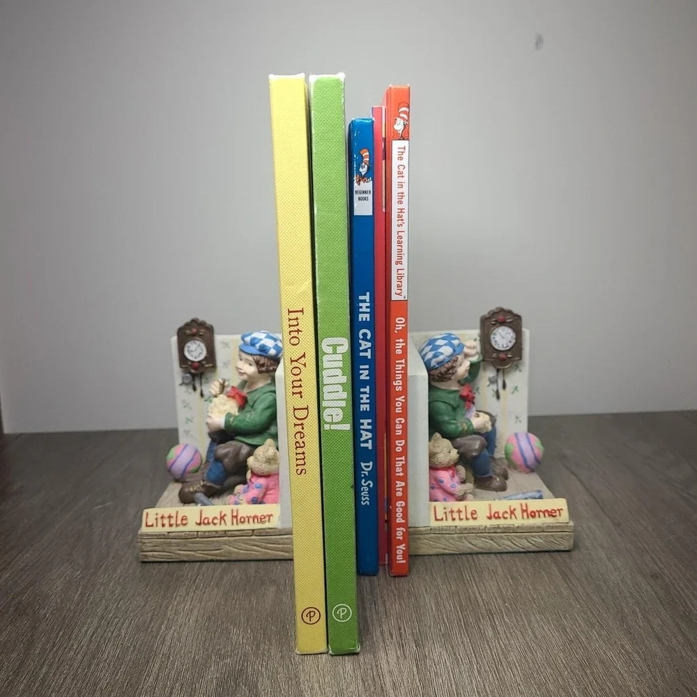 Vintage Little Jack Horner Bookends 3D Nursery Rhyme Resin 4x4